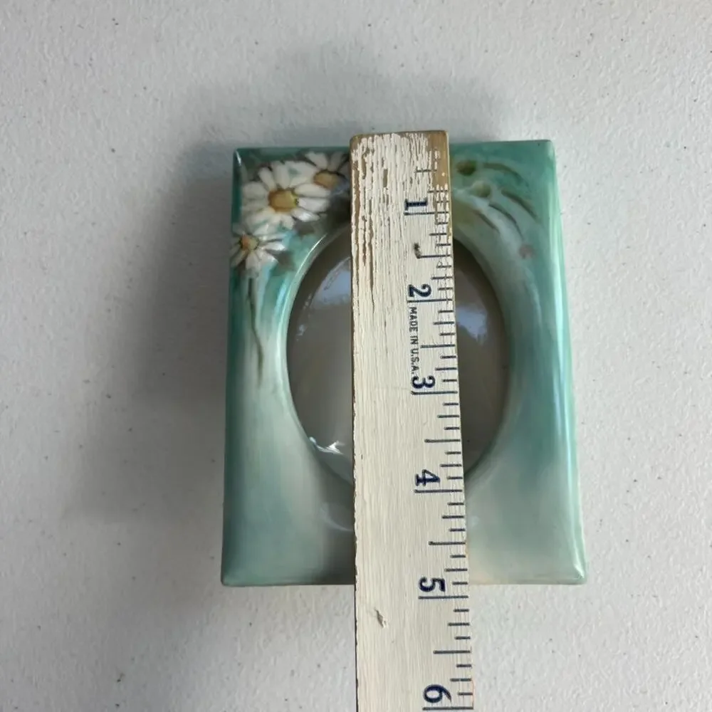 Vintage Terragraphic Ceramic Picture Photo Frame HandPainted Daisy Signed Peggy